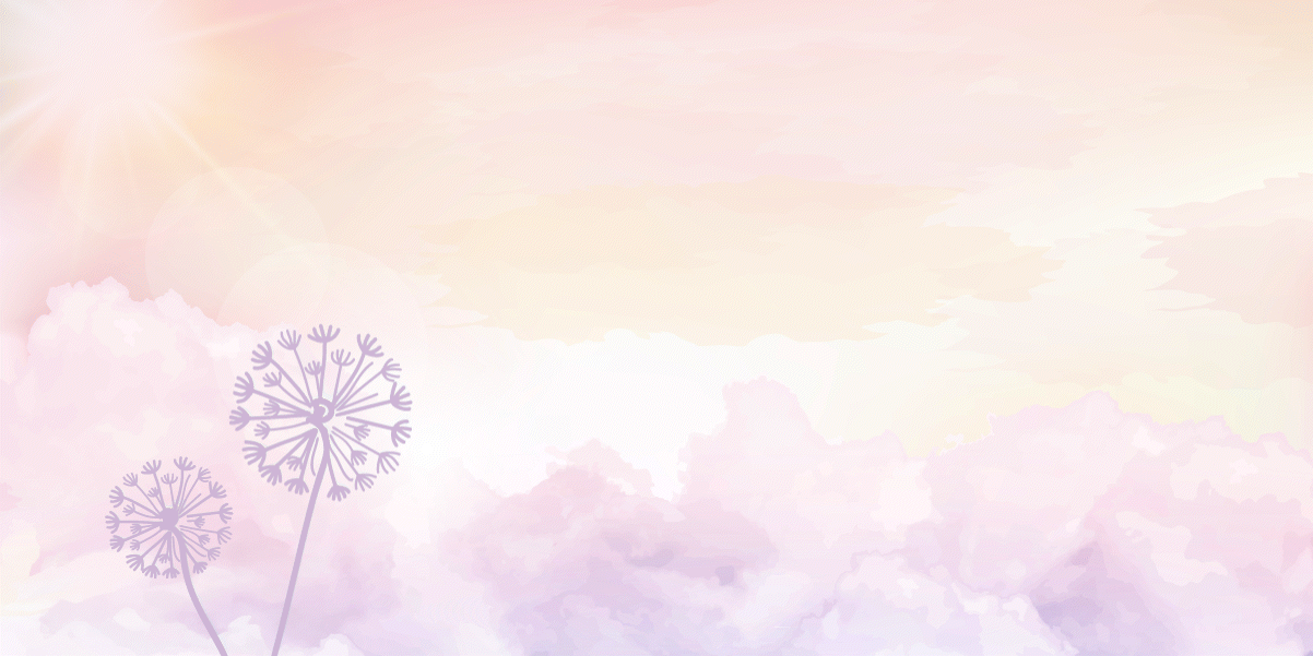 A white flower with a green stem in a pink and purple sky. Description generated by AI