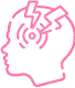 A pink outline of a head with a lightning bolt in the center. Description generated by AI