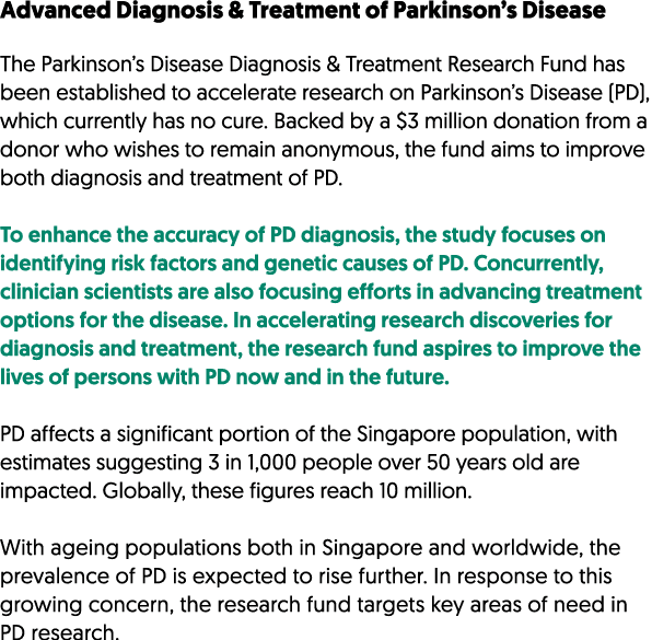 Advanced Diagnosis & Treatment of Parkinson’s Disease The Parkinson’s Disease Diagnosis & Treatment Research Fund has...