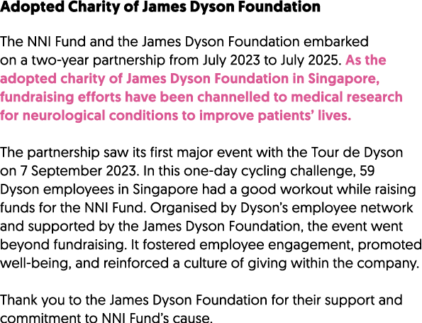 Adopted Charity of James Dyson Foundation The NNI Fund and the James Dyson Foundation embarked on a two year partners...